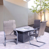 Courtyard Casual Courtyard Casual -  Santa Fe Dark Gray 5 Piece Square Fire Pit Set with 1 Fire Pit and 4 Wicker Spring Chairs | 5589