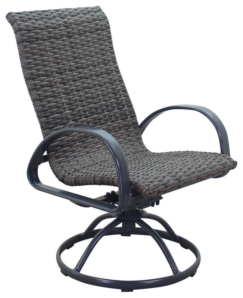 Courtyard Casual Courtyard Casual -  Santa Fe Dark Gray 7 Piece Mixed Wicker 72" Rectangle Dining Set with 1 Table, 2 Wicker Swivel Rockers and 4 Wicker Chairs | 5908