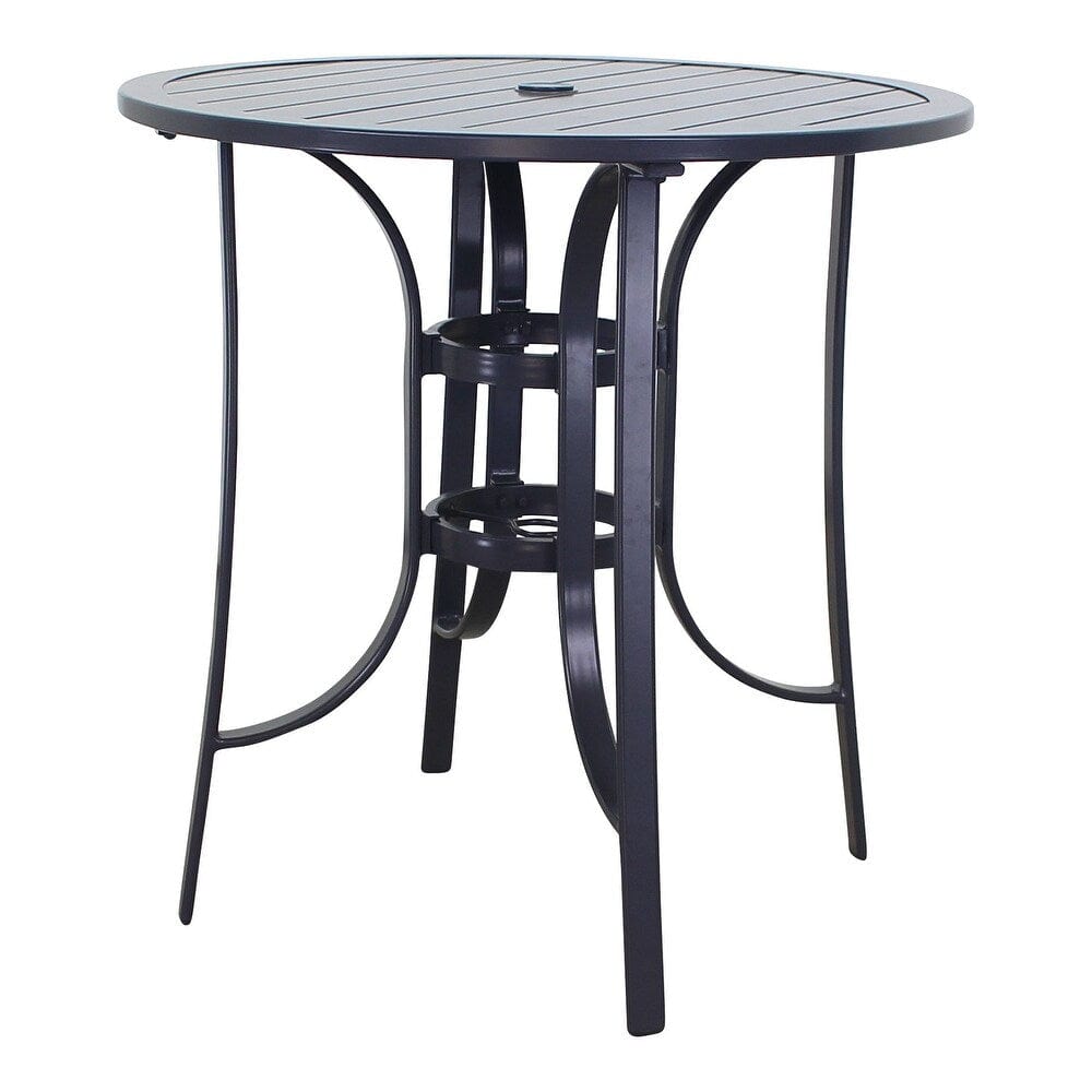 Courtyard Casual Courtyard Casual -  Santa Fe Java Aluminum 3 Piece Balcony Height 36" Round Dining Set with 1 Table and 2 Swivel Stools | 5733