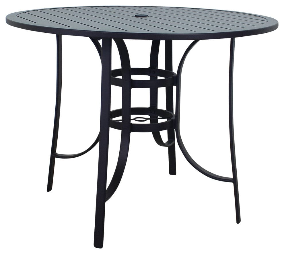 Courtyard Casual Courtyard Casual -  Santa Fe Java Aluminum 5 Piece Balcony Height 48" Round Dining Set with 1 Table and 4 Swivel Stools | 5734