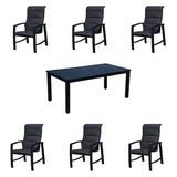 Courtyard Casual Courtyard Casual -  Santorini 7 Piece 70" Rectangle Dining Table with 6 Padded Sling Chairs | 5347