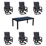 Courtyard Casual Courtyard Casual -  Santorini 7 Piece 70" Rectangle Motion Dining Table with 6 Padded Swivel Sling Chairs | 5348