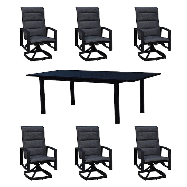 Courtyard Casual Courtyard Casual -  Santorini 7 Piece Extension Motion Dining Set 71"/95" Double Butterfly Extension Table and 6 Swivel Sling Chairs | 5354