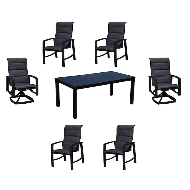 Courtyard Casual Courtyard Casual -  Santorini 7 Piece Mixed Dining Set 70" Rectangle Table with 2 Padded Swivel Sling Chairs and 4 Dining Chairs | 5349