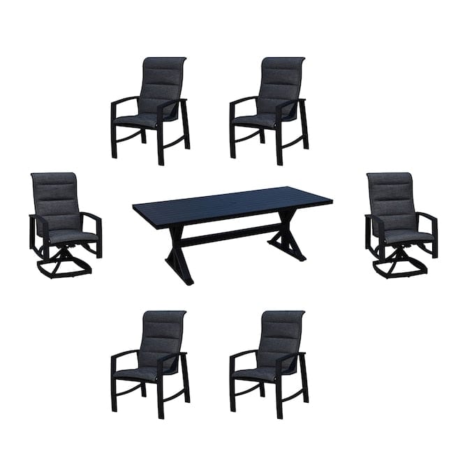 Courtyard Casual Courtyard Casual -  Santorini 7 Piece Mixed Dining Set 84" Rectangle Table with 2 Swivel Spring Chairs and 4 Dining Chairs | 5352