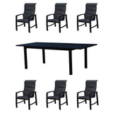 Courtyard Casual Courtyard Casual -  Santorini 71"/95" Double Butterfly Extension Dining Table and 6 Padded Sling Chairs 7 Piece Set | 5353