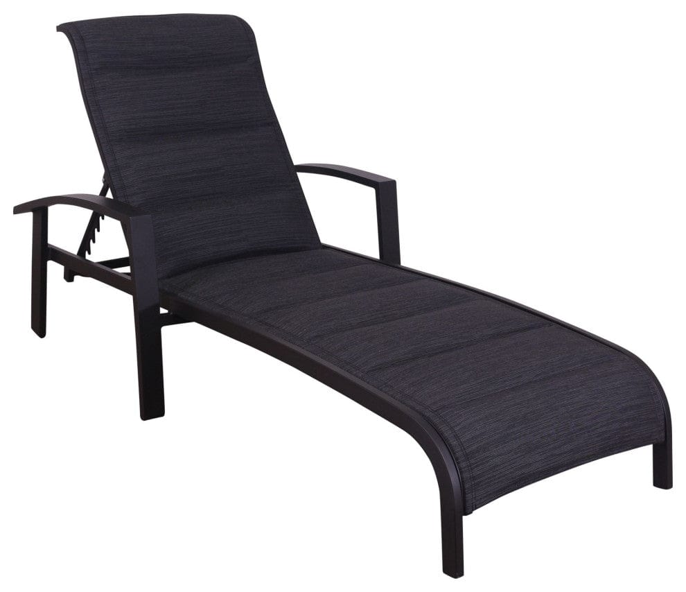 Courtyard Casual Courtyard Casual -  Santorini Black Aluminum 3 Piece Chaise Lounge Set with 2 Padded Sling Chaise Lounges and 1 Square 24" End Table | 5802