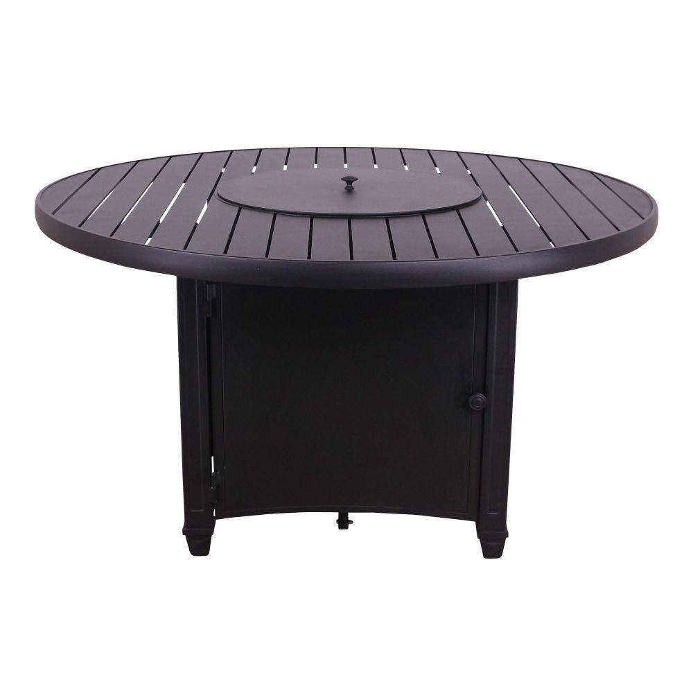 Courtyard Casual Courtyard Casual -  Santorini Black Aluminum 5 Piece Fire Pit Seating Group with 48" Round Fire Pit and 4 Club Chairs | 5799