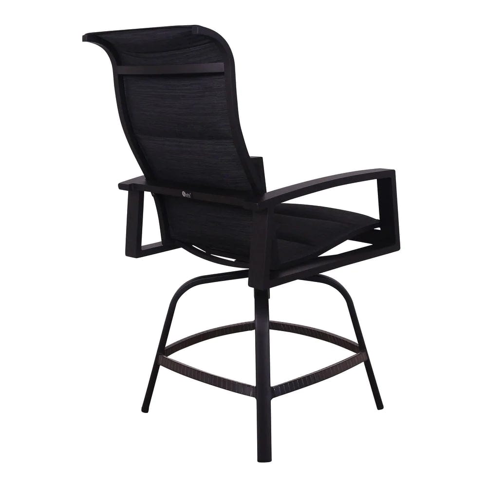 Courtyard Casual Courtyard Casual -  Santorini Black Aluminum 7 Piece Balcony Height 64" Rectangle Dining Set with 1 Table and 6 Swivel Balcony Bar Stools | 5859