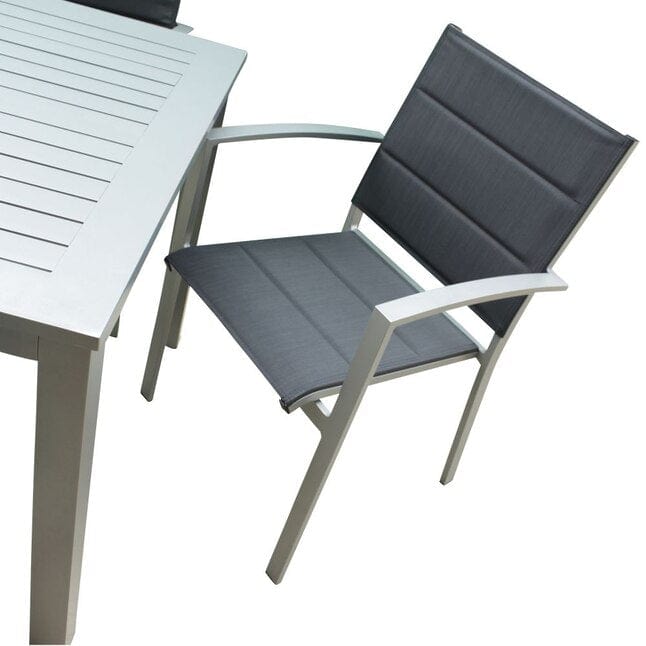 Courtyard Casual Courtyard Casual -  Skyline Grey Aluminum Outdoor Square Table Dining Set, 5 pc Set | 5078