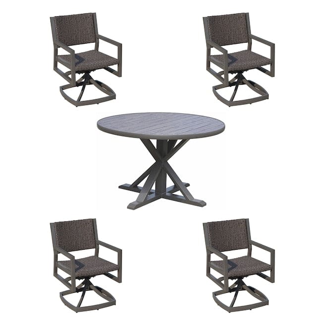 Courtyard Casual Courtyard Casual -  Venice 5 Piece Round Motion Dining Set 48" Round Dining Table and 4 Swivel Spring Dining Chairs | 5341