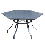 Courtyard Casual Gas Fire Pit Courtyard Casual -  Santa Fe 7 Piece 60" Hexagon Dining Table with 6 Swivel Rocker Chairs | 5180