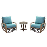 Courtyard Casual Outdoor Bistro Set Courtyard Casual -  Avalon FSC Teak 3 Piece Motion Balcony Set with 2 Swivel Gliders and 1 Round End Table | 5374