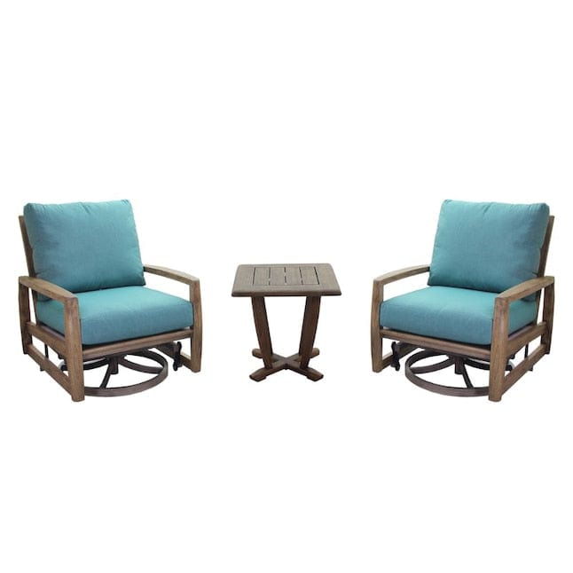 Courtyard Casual Outdoor Bistro Set Courtyard Casual -  Avalon FSC Teak 3 Piece Motion Balcony Set with 2 Swivel Gliders and 1 Square End Table | 5372