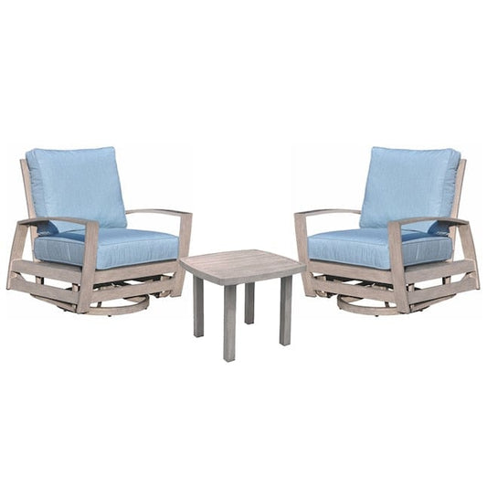 Courtyard Casual Outdoor Bistro Set Courtyard Casual -  Cabo 3 Piece Motion Balcony Set with 2 Swivel Gliders with Sunbrella Cushions and 1 End Table | 5278