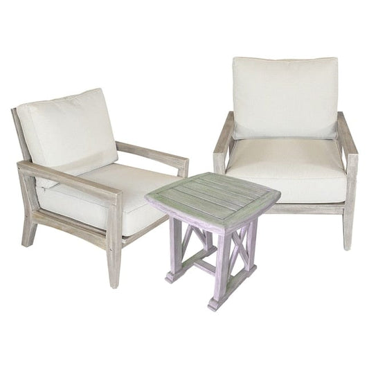 Courtyard Casual Outdoor Bistro Set Courtyard Casual -  Surf Side Teak 3 Piece Bistro Set with 1 Side Table and 2 Club Chairs | 5453