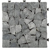 Courtyard Casual Outdoor Deck Tile Courtyard Casual -  Natural Travertine Stone Gray Deck Tile, 6 pc Set | 5118