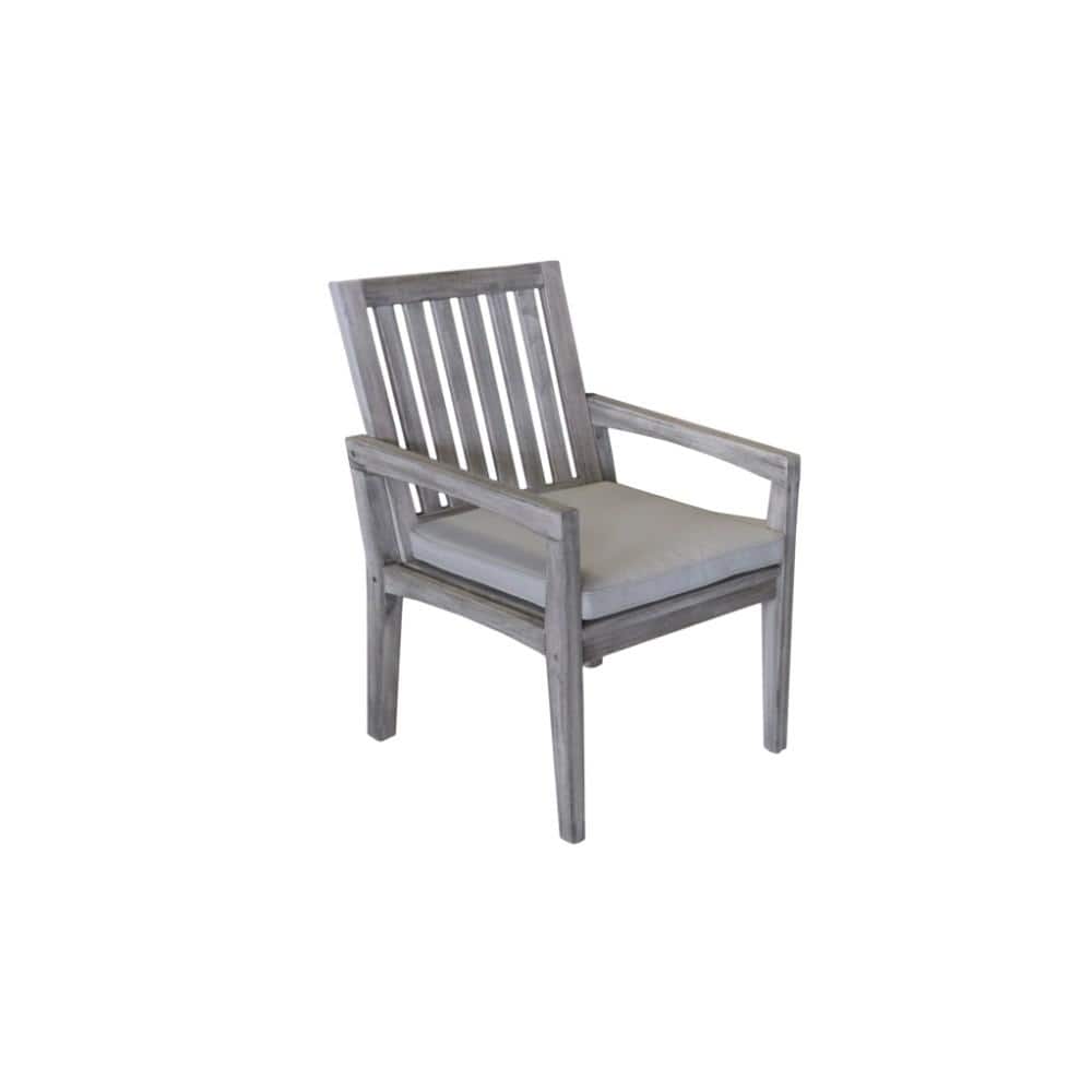Courtyard Casual Outdoor Dining Chair Courtyard Casual -  Driftwood Gray Teak Surf Side Outdoor Dining Chair with Cushion | 5012