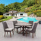 Courtyard Casual Outdoor Dining Set Courtyard Casual -  Bermuda FSC Teak 5 pc 48" Flag Leg FSC Teak Dining Set

Includes one 48" Round Dining Table and four Dining Chairs | 5541