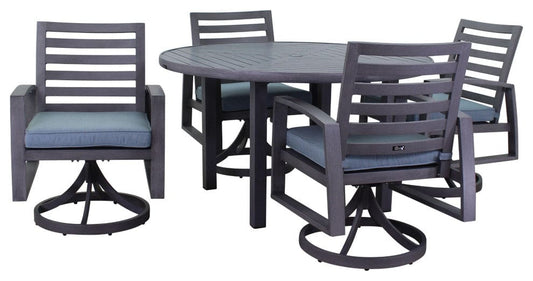 Courtyard Casual Outdoor Dining Set Courtyard Casual -  Cabo 5 Piece Motion Dining Set with 54" Round Table and 4 Swivel Rocker Dining Chairs | 5290