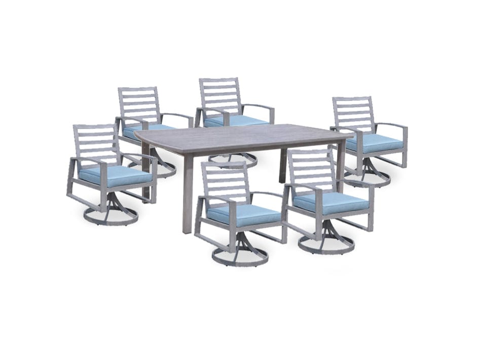 Courtyard Casual Outdoor Dining Set Courtyard Casual -  Cabo 7 Piece Swivel Dining Set - 84" Table and 6 Swivel Rockers | 5292