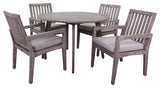 Courtyard Casual Outdoor Dining Set Courtyard Casual -  La Jolla Teak 5 Piece Dining Set 48" Round Table and 4 Surf Side Dining Chairs | 5457