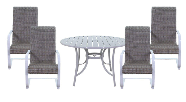 Courtyard Casual Santa Fe Wicker 3 PC Chaise Lounge Set Includes One 20 End Table and Two Chaise Loungers - White