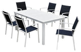 Courtyard Casual Outdoor Dining Set Courtyard Casual -  Skyline White Aluminum Outdoor Rectangle Table Dining Set, 7 pc Set | 5081