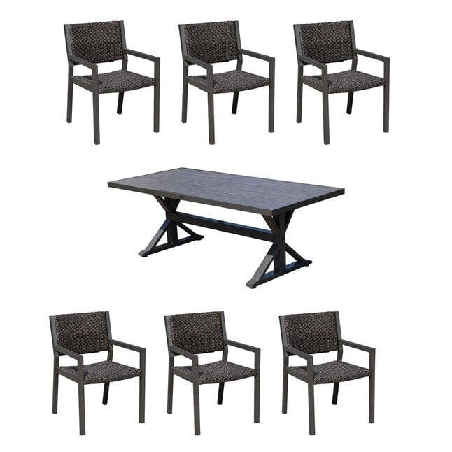 Courtyard Casual Outdoor Dining Set Courtyard Casual -  Venice 7 Piece Rectangle Dining Set 84" Dining Table and 6 Dining Chairs | 5342