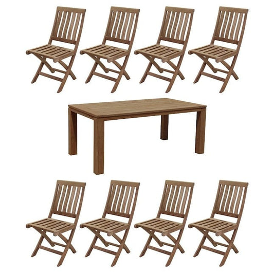 Courtyard Casual Outdoor Dining Table Courtyard Casual -  Heritage Teak 7 Piece 71" Rectangle Dining Table with 6 Folding Armless Chairs | 5483