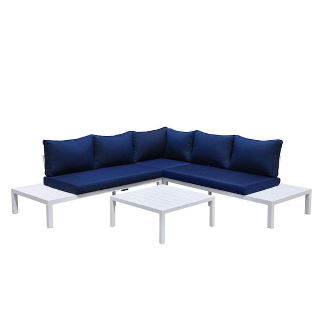 Courtyard Casual Outdoor Sectional Courtyard Casual -  Osborne White Aluminum Outdoor 4 pc Sectional with Cushions | 5085