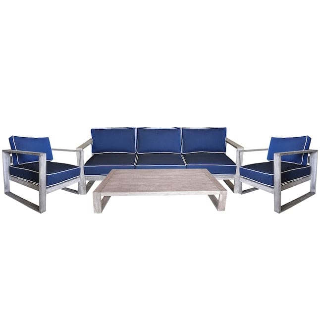 Courtyard Casual Outdoor Sofa Courtyard Casual -  North Shore Teak 4 Piece Sofa Set with Sofa, Coffee Table and 2 Club Chairs | 5459