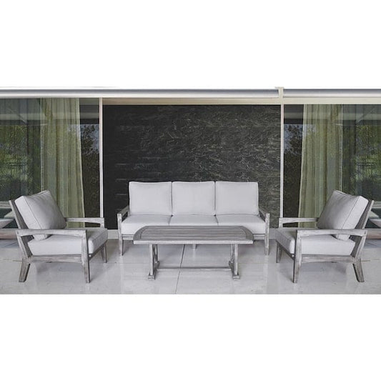 Courtyard Casual Outdoor Sofa Courtyard Casual -  Surf Side Teak 4 Piece Sofa Set with Sofa, Coffee Table and 2 Club Chairs | 5454