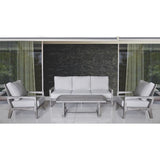 Courtyard Casual Outdoor Sofa Courtyard Casual -  Surf Side Teak 4 Piece Sofa Set with Sofa, Coffee Table and 2 Club Chairs | 5454