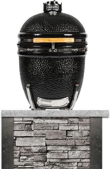 Coyote Coyote Outdoor Living - 3ft Outdoor Kitchen Package - Weathered Wood | Coyote - Black | Ceramic Asado Smoker Built-in
