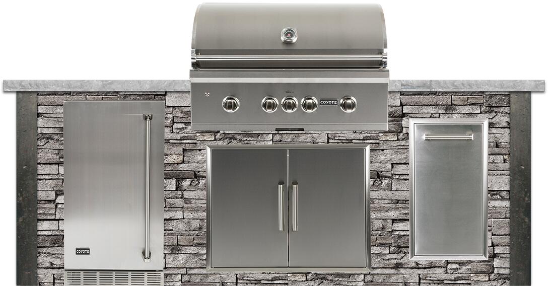 Coyote Coyote Outdoor Living - 8ft Grill Island - Stacked Stone | Gray | RTAC-G8-P-SG