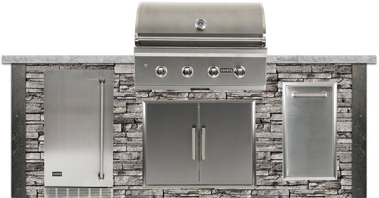 Coyote Outdoor Kitchen Island Coyote Outdoor Living - 8ft Grill Island - Stacked Stone | Gray | RTAC-G8-SG