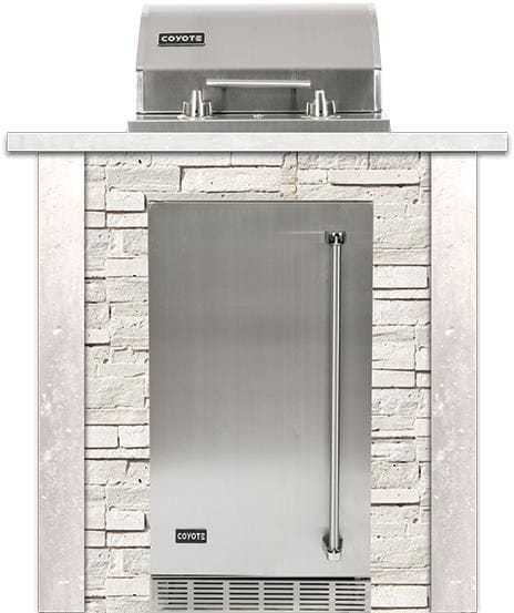Coyote Outdoor Kitchen Package Coyote Outdoor Living - 3ft Outdoor Kitchen Package - Refrigerator - Stacked Stone | Coyote - 120V Single Burner Manual Control | Coyote - 21" Built-in Outdoor Refrigerator