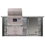 Coyote Outdoor Kitchen Package Coyote Outdoor Living - 6' Pellet Grill Island - Stacked Stone - Stone Gray | 28" Pellet Grill | 21" Built-in Refrigerator | 28" Storage Drawer | Ready-To-Assemble