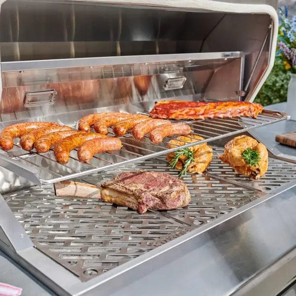 Coyote Outdoor Kitchen Package Coyote Outdoor Living - 6' Pellet Grill Island - Stacked Stone - Stone White | 28" Pellet Grill | 21" Built-in Refrigerator | 28" Storage Drawer | Ready-To-Assemble