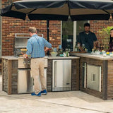Coyote Outdoor Kitchen Package Coyote Outdoor Living - 6' Premium Grill Island - Stacked Stone - Brown Terra | 30" S-Series Grill Burner | 21" Built-in Refrigerator | Double Access Doors | Ready-To-Assemble