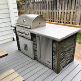 Coyote Outdoor Kitchen Package Coyote Outdoor Living - 6' Premium Grill Island - Stacked Stone - Stone Gray | 30" S-Series Grill Burner | 21" Built-in Refrigerator | Double Access Doors | Ready-To-Assemble