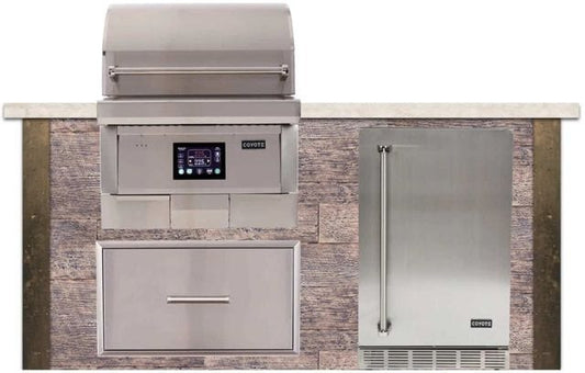 Coyote Outdoor Kitchen Package Coyote Outdoor Living - 6ft Outdoor Kitchen Package - Weathered Wood | Coyote 28-Inch Built-In | Coyote 28-Inch Built-In Pellet Grill | Coyote - 21" Built-in Outdoor Refrigerator
