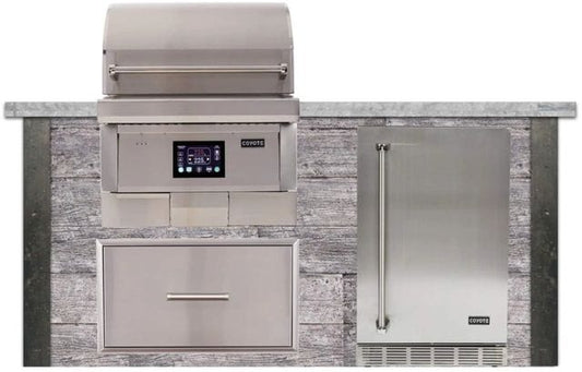 Coyote Outdoor Kitchen Package Coyote Outdoor Living - 6ft Outdoor Kitchen Package - Weathered Wood | Coyote 28-Inch Built-In | Coyote 28-Inch Built-In Pellet Grill | Coyote - 21" Built-in Outdoor Refrigerator