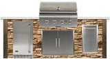 Coyote Outdoor Kitchen Package Coyote Outdoor Living - 8ft Outdoor Kitchen Package - Stacked Stone | Brown | C-Series 36-Inch 4-Burner Built-In | Coyote - 21" Built-in Outdoor Refrigerator | 31" Double Access Door | Single Pull Out Trash and Recycle