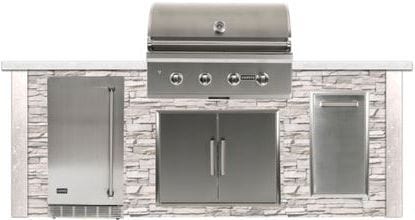 Coyote Outdoor Kitchen Package Coyote Outdoor Living - 8ft Outdoor Kitchen Package - Stacked Stone | Coyote C-Series 36-Inch 4-Burner Built-In | Coyote - 21" Built-in Outdoor Refrigerator | Coyote - Single Pull Out Trash and Recycle | Double Access Door