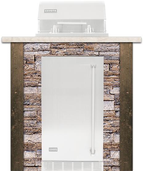 Coyote Outdoor Pre-Built Grill Island Coyote Outdoor Living - 3ft Electric Island - Refrigerator - Stacked Stone | Brown | RTAC-E3F-SB