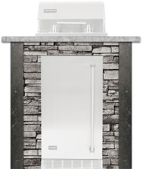 Coyote Outdoor Pre-Built Grill Island Coyote Outdoor Living - 3ft Electric Island - Refrigerator - Stacked Stone | Gray | RTAC-E3F-SG