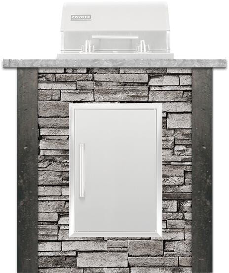 Coyote Outdoor Pre-Built Grill Island Coyote Outdoor Living - 3ft Electric Island - Storage - Stacked Stone | Gray | RTAC-E3S-SG