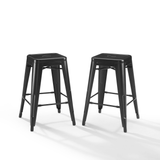 Crosley Furniture Bar Crosely Furniture - Amelia 2Pc Backless Counter Stool Set Matte Black - 2 Stools - CF500824-MB - Matte Black